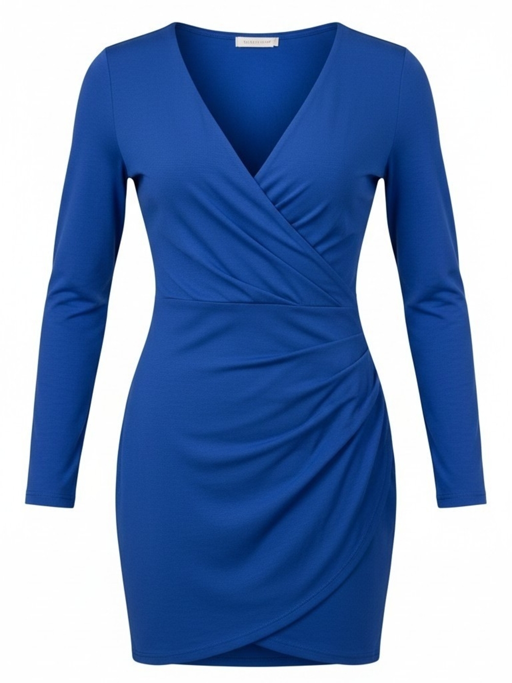 Cefian  Wrap-Front Long Sleeve Dress - Blue